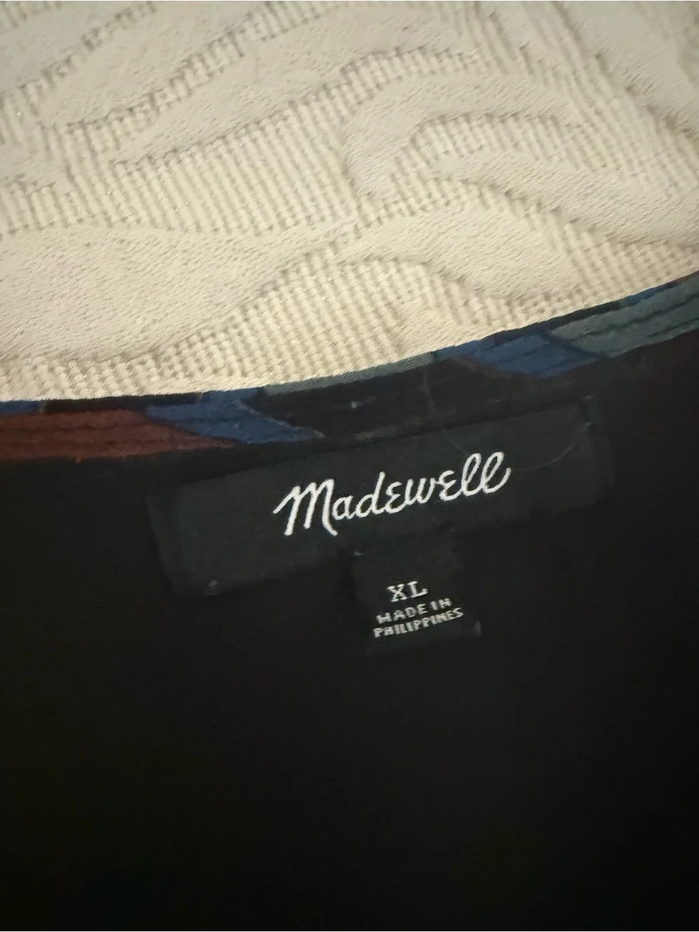 Madewell Striped V-Neck Blouse in Blue and Rust